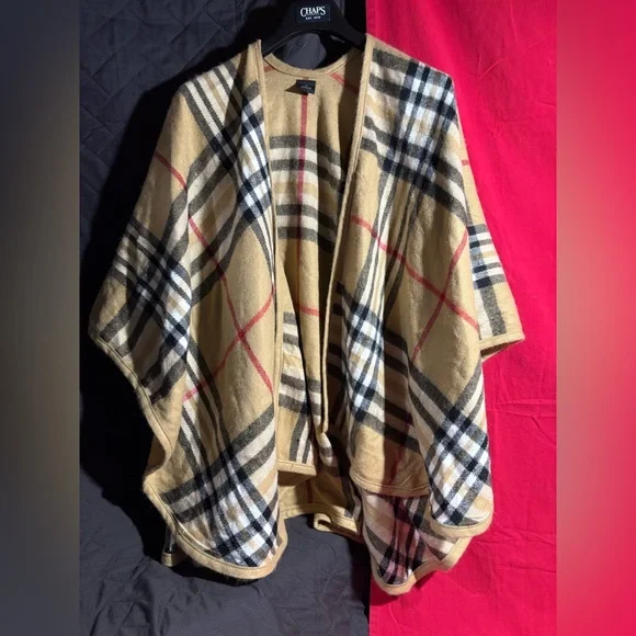 V. FRAAS Beige Plaid Cape Jacket - Picture 1 of 5